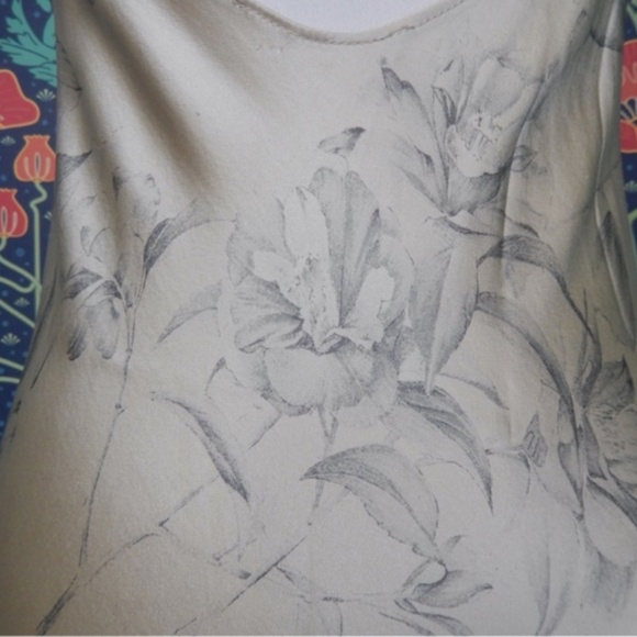 Beige Floral Satin Silk Plunge Back Maxi Slip Long Dress 8 - Picture 7 of 8